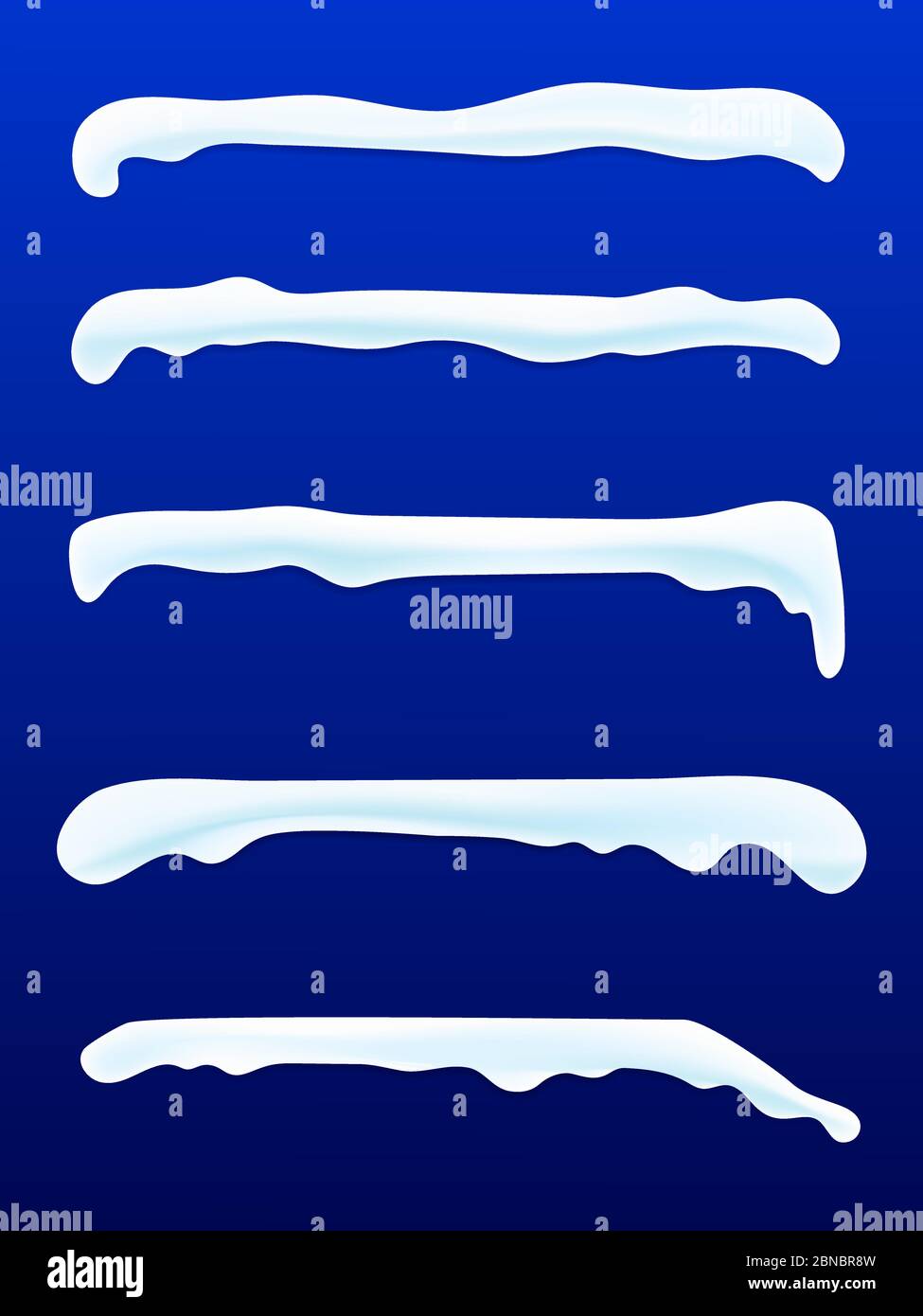 Cartoon Schneekappen der Sammlung. Verschneite weihnachten Dekoration Vektor-Elemente Illustration Stock Vektor