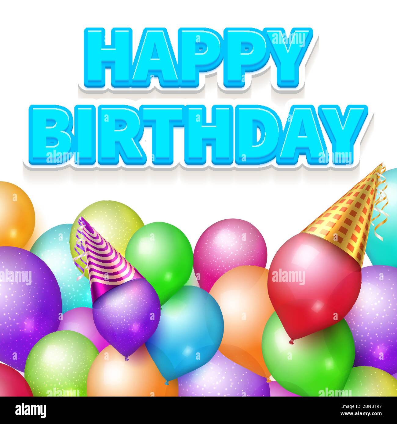 Happy Birthday Poster mit Text und realistische Ballons Vektor-Illustration Stock Vektor