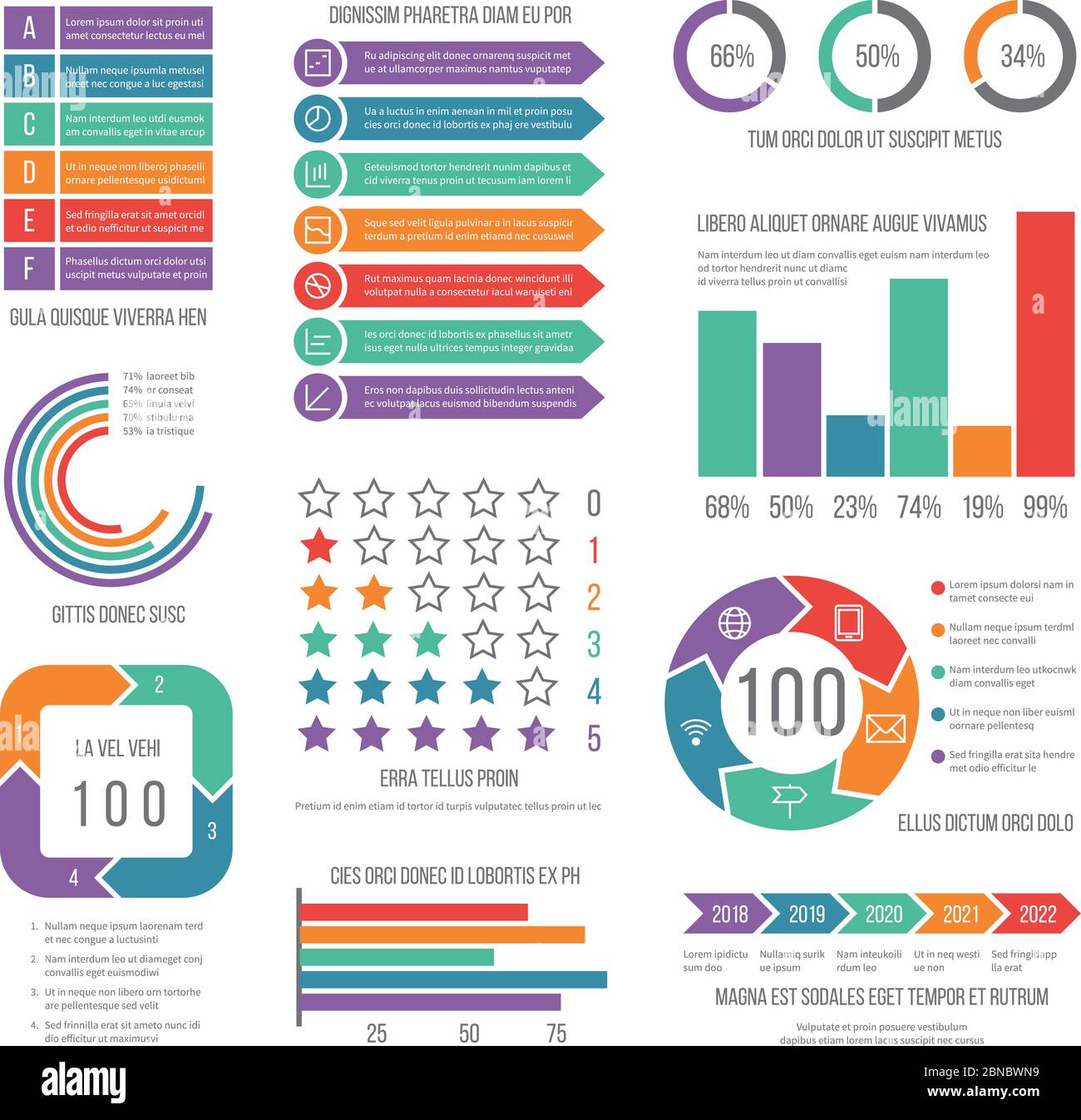 Infografik. Modernes Workflow-Marketing-Diagramm. Statistische Diagramme und Infoshoroskope. Vektorinfografiken für Geschäftspräsentation. Infoshorart Diagramm zur Darstellung von Präsentationsinformationen Stock Vektor