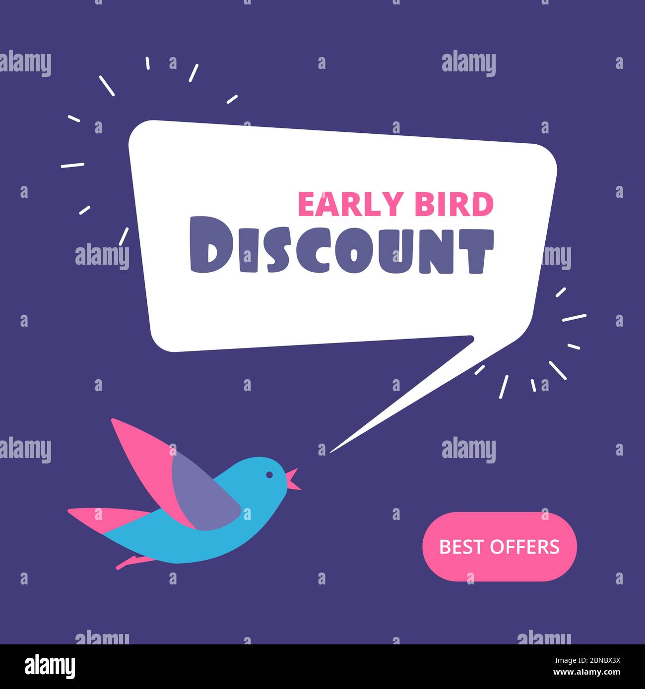 Frühbucherrabatt. Sonderangebot - Banner. Early Birds Vektor-Einzelhandelskonzept. Rabatt Promotion Verkauf, Banner Werbung Poster Illustration Stock Vektor