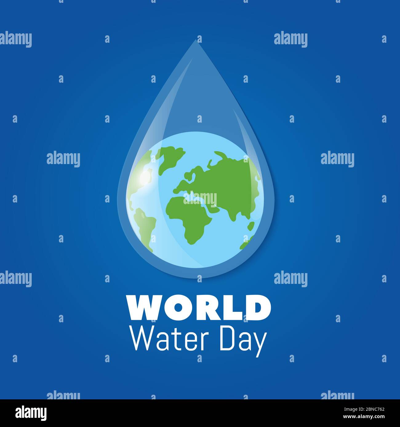 Poster zum Weltwassertag. Erde in klarem Wassertropfen. Speichern Sie den Hintergrund des Wasservektors. Welttag aqua, Logo Ökologie Wasser Illustration Stock Vektor