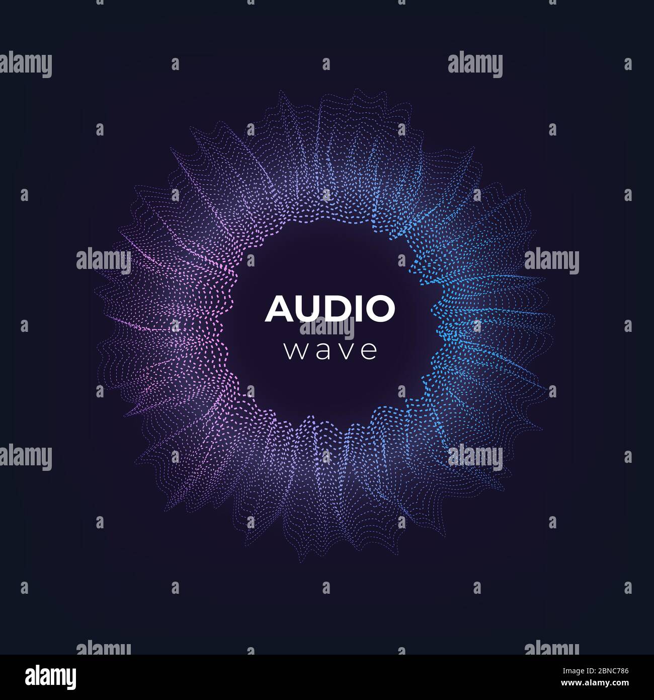 Audio-Welle. Musik klingt abstrakt Kreis, Equalizer visua 3d Beat. Tech Sound Vektor Hintergrund. Abbildung des Sound Equalizer Beat, Kreis Wave Audio Stock Vektor