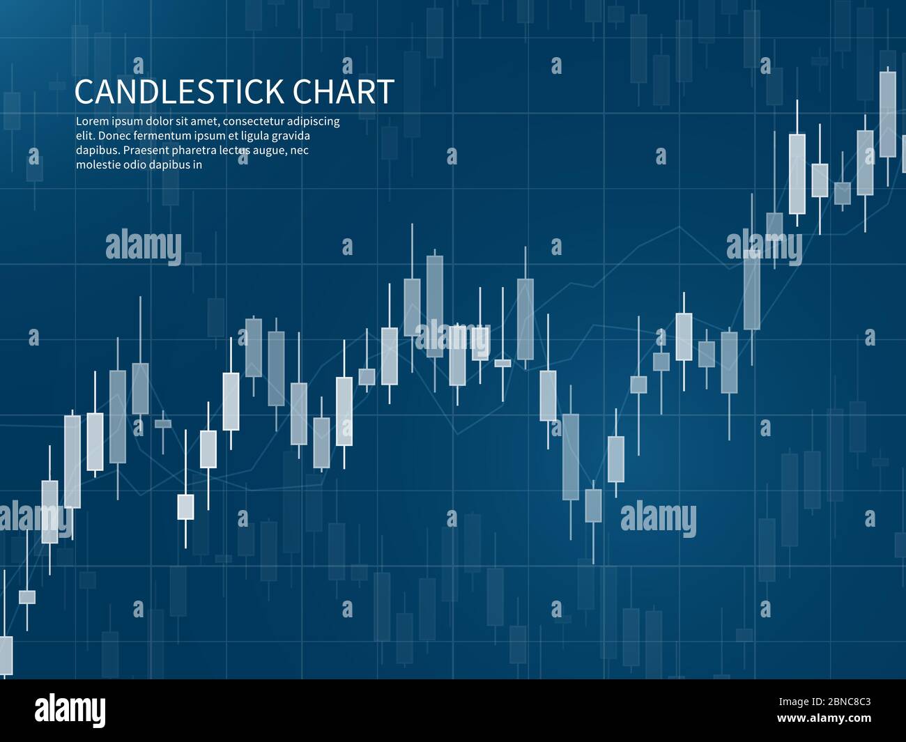 Kerzendiagramm. Diagramm zum Wachstum der Finanzmärkte. Forex-Handel und Aktien Investment Business Vector Konzept. Darstellung des Datenbestands und des Diagrammmarktes Stock Vektor