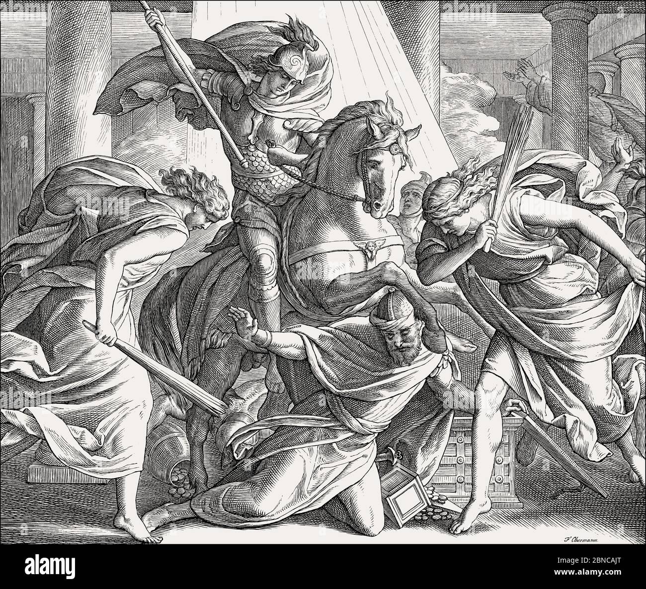 Tod des Heliodorus, alttestamentliche, von Julius Schnorr von Carolsfeld Stockfoto