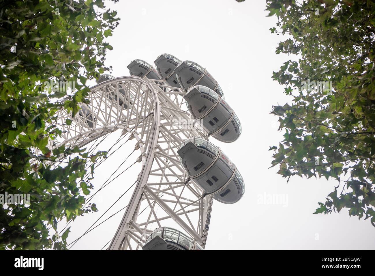 London, Großbritannien - September 30,2019: Nahaufnahme des Wahrzeichen der Stadt, das London Eye Wheel Stockfoto
