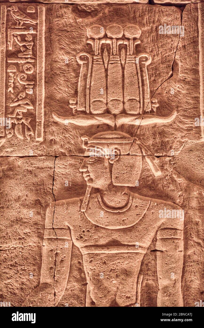 Bas Reliefs, Beit al-Wali Tempel, Kalabsha, UNESCO-Weltkulturerbe, in der Nähe von Assuan, Ägypten Stockfoto