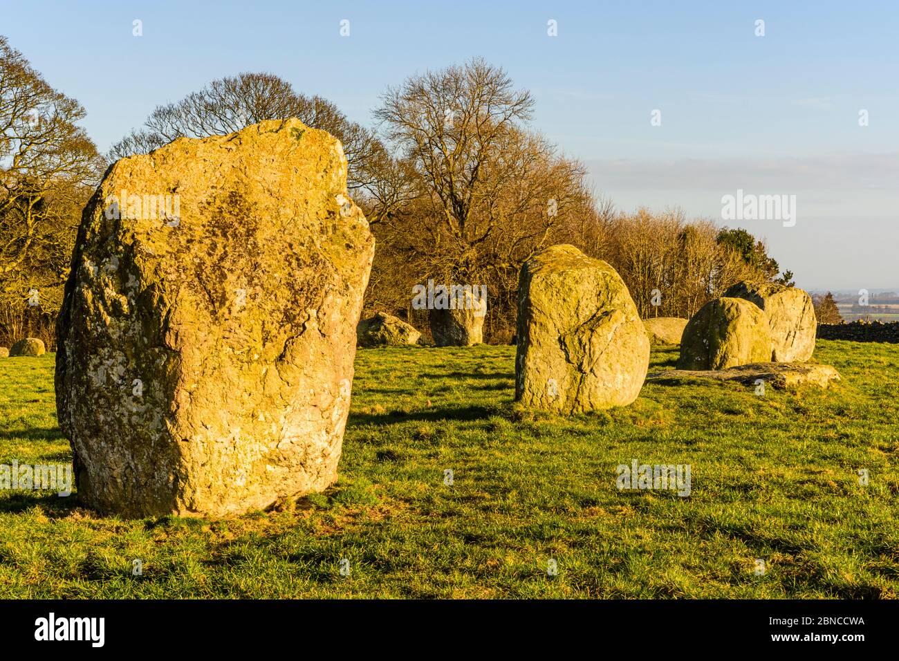 Lange Meg und ihre Töchter Kreis einen Stein in der Nähe von wenig Salkeld Cumbria Stockfoto