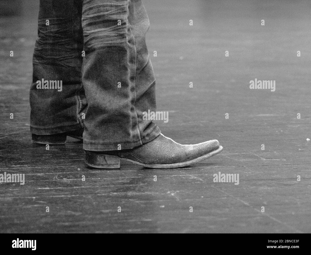 Schwarz und weiß von Cowboy Boot. Stockfoto