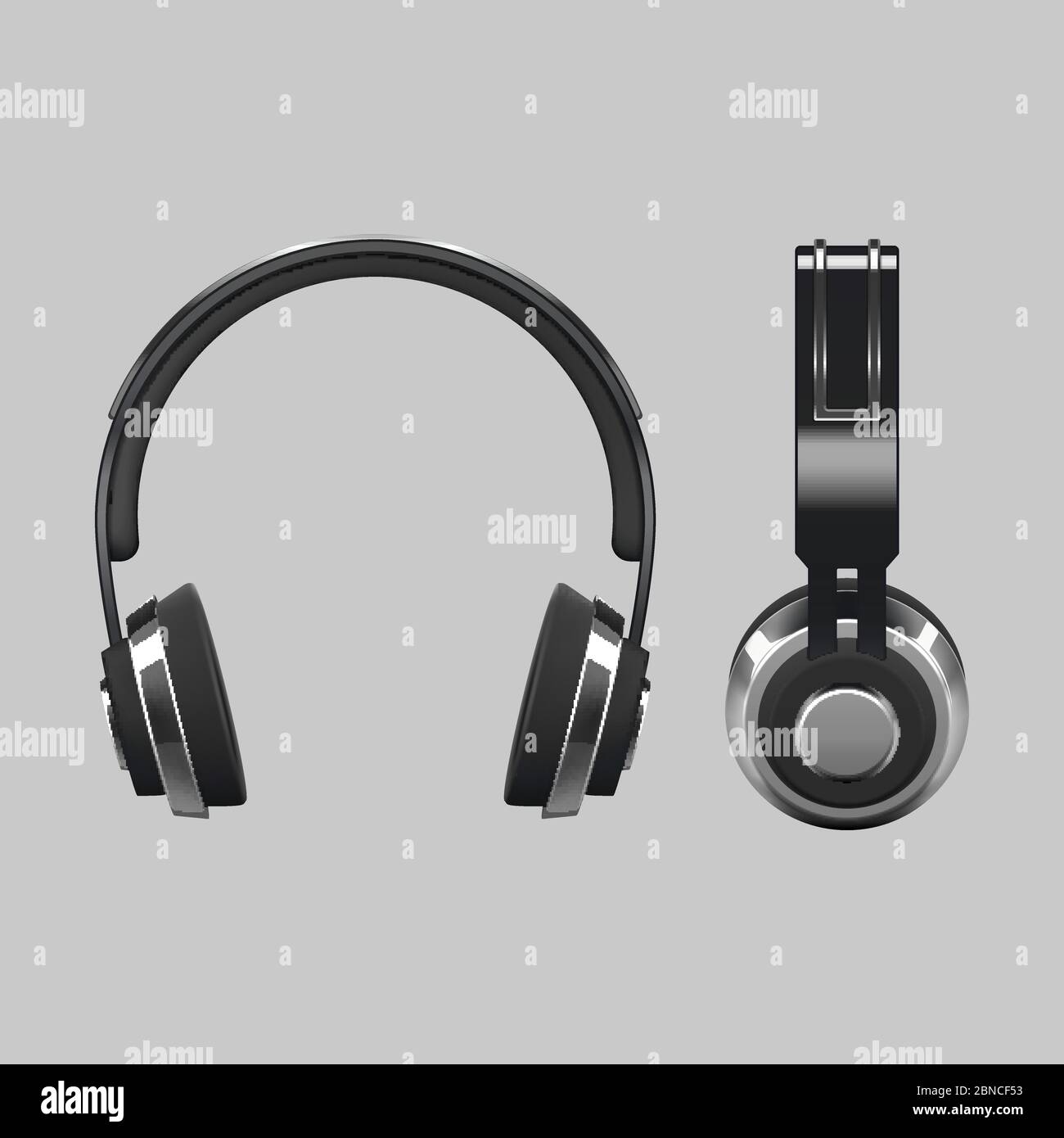 Realistisches Kopfhörerdesign - 3d Vektor Illustration isoliert. Headset-Geräte und Musik-Audiogeräte Stock Vektor