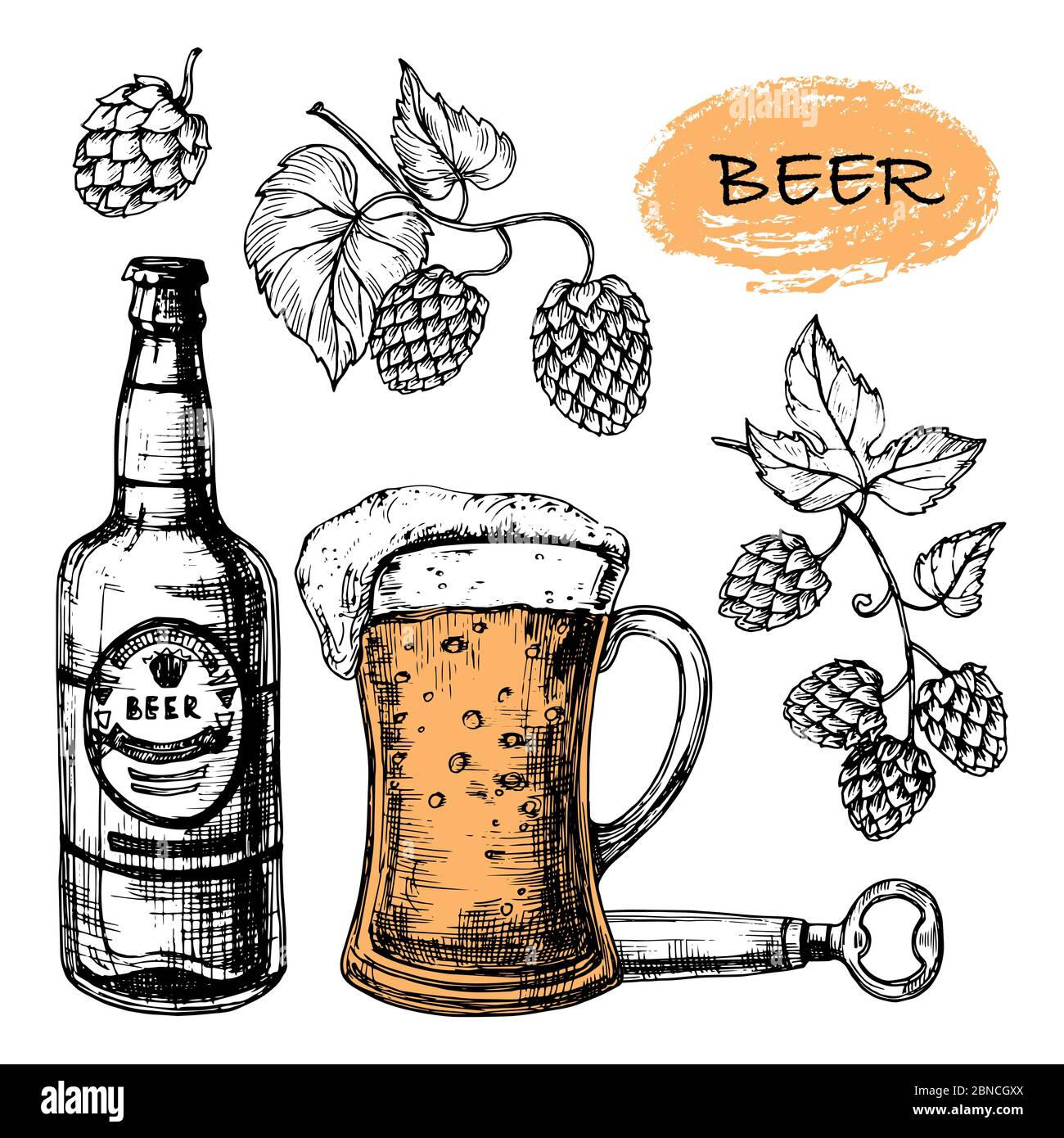 Hand Gezeichnete Bierflasche Stockfotos Und Bilder Kaufen Alamy