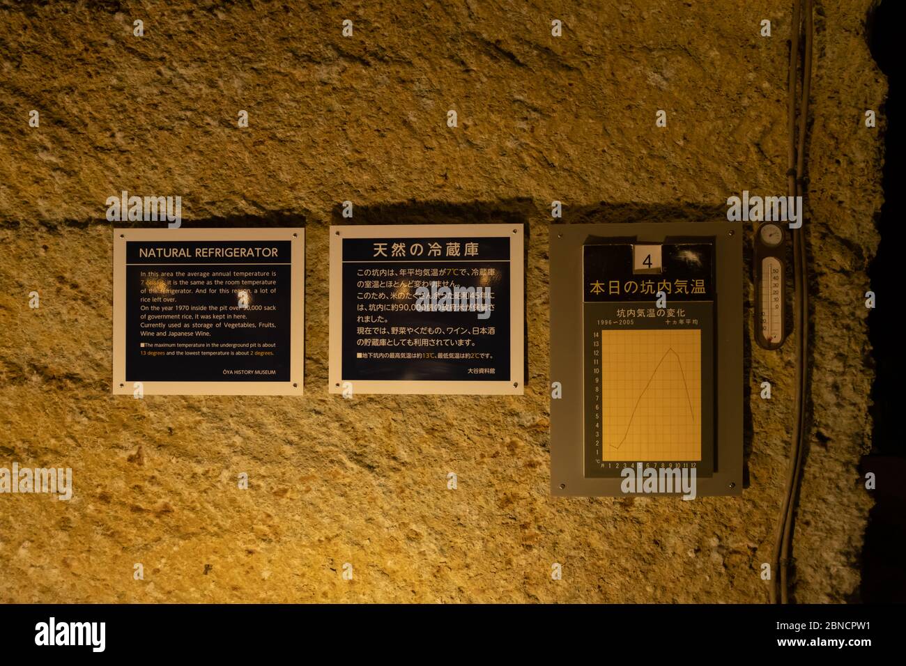 Tochigi, Japan - 21. März 2019: Blick von Oya History Museum, ein Museum und Event Space gebaut in einem massiven ehemaligen Steinbruch im Nordwesten Utsun Stockfoto
