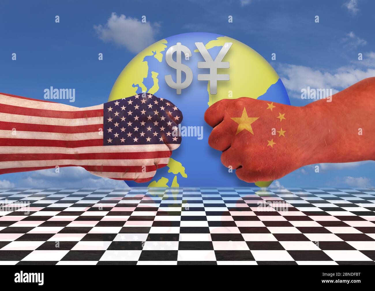 Zwei Fäuste eines Mannes sind mit Karosseriefarbe bemalt. Dieses