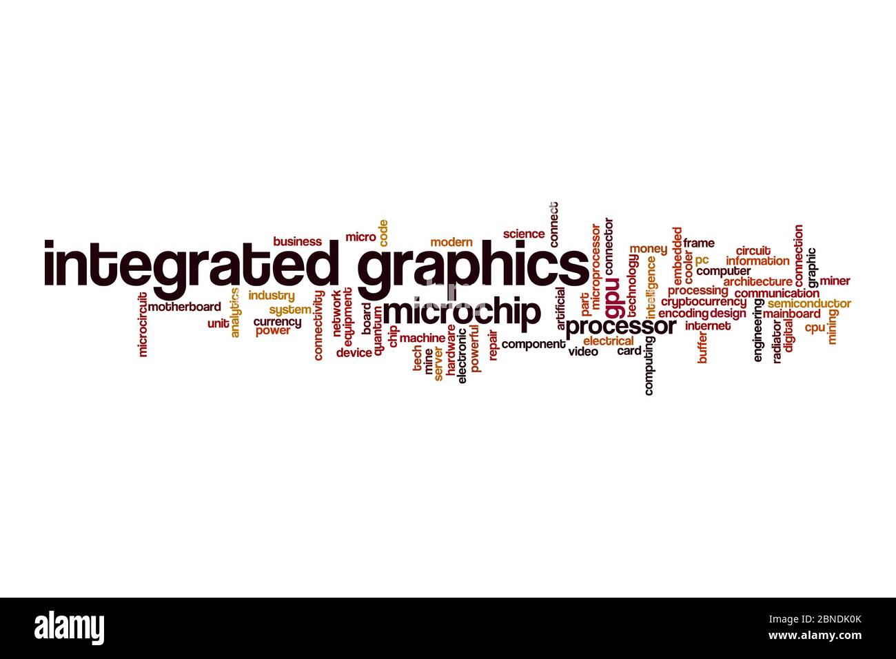 Integriertes Grafik-Cloud-Konzept auf weißem Hintergrund Stockfoto