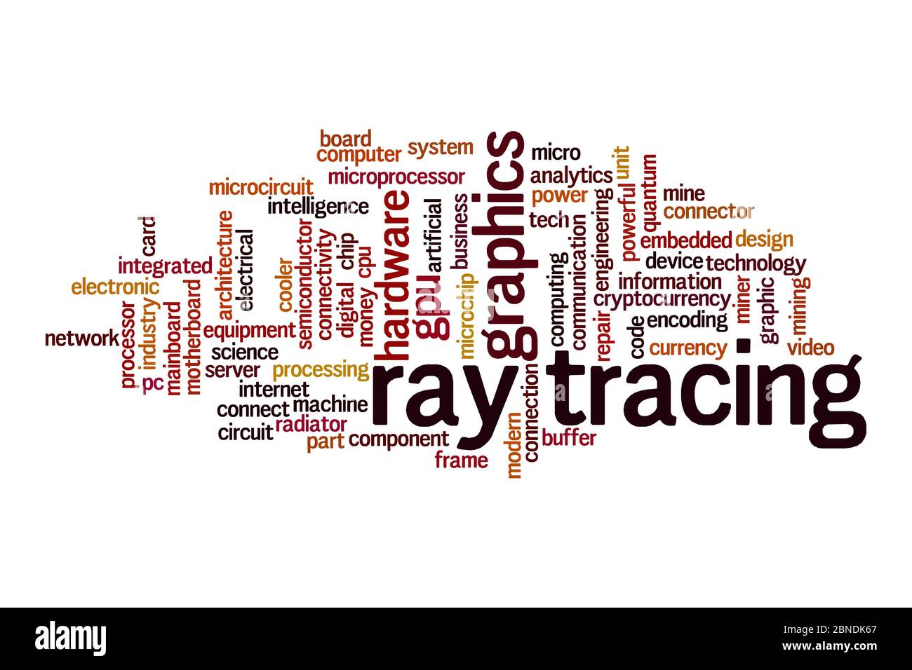 Ray Tracing Cloud Konzept auf weißem Hintergrund Stockfoto