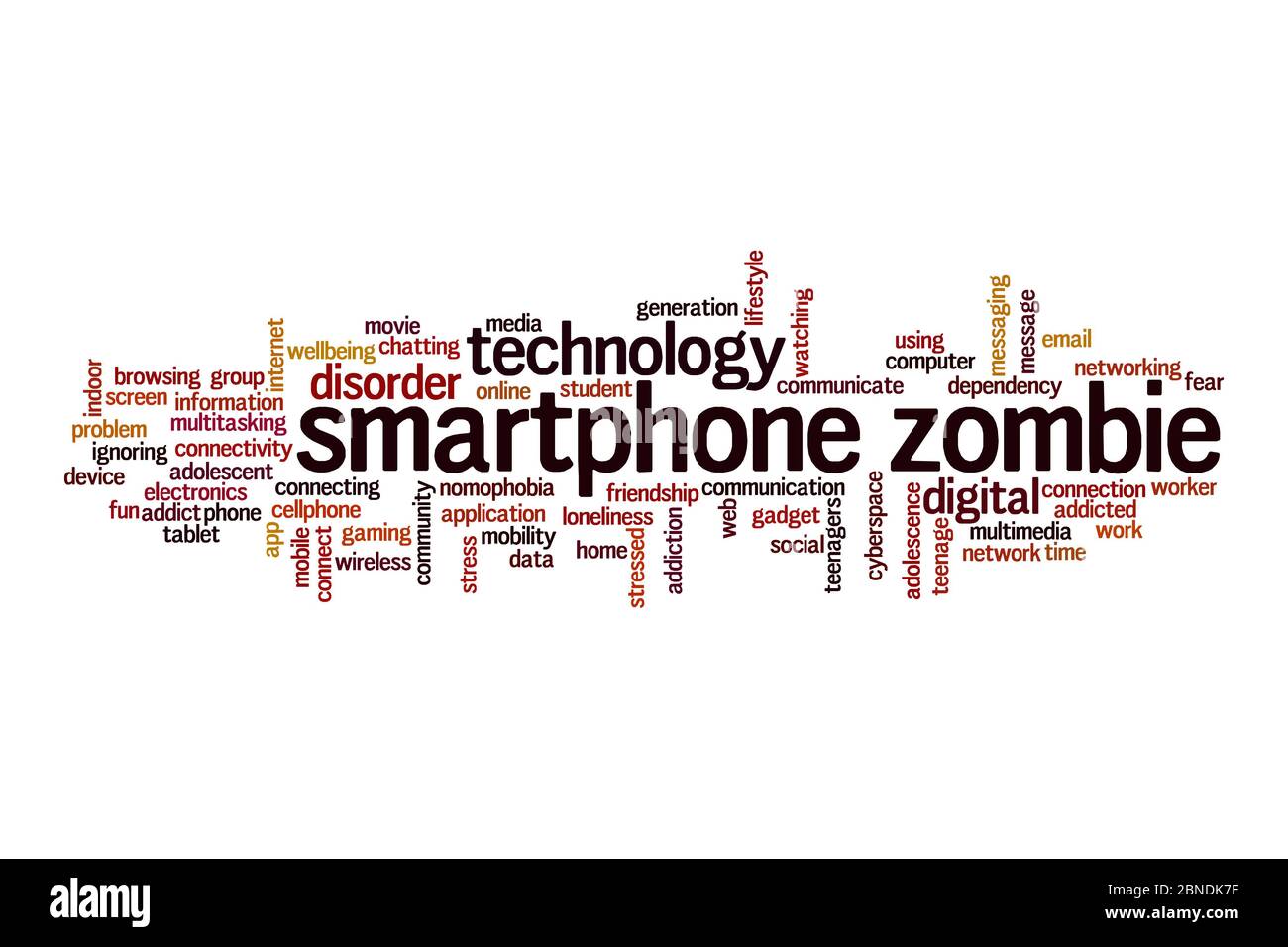 Smartphone Zombie Cloud Konzept auf weißem Hintergrund Stockfoto