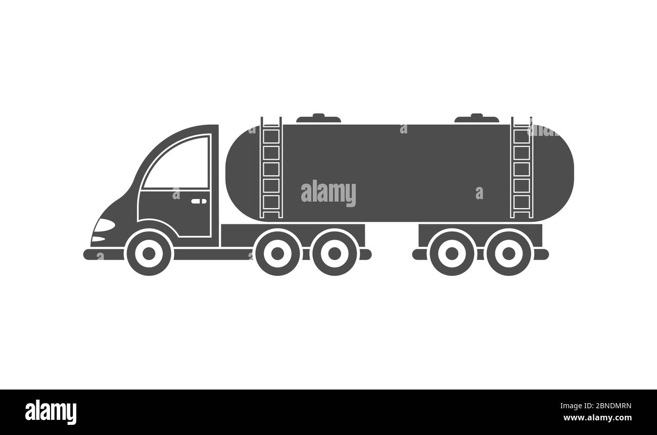 Vektor-Symbol eines Traktors mit Tank. Einfaches Design, gefüllte Silhouette isoliert auf weißem Hintergrund. Design für Websites und Apps Stock Vektor
