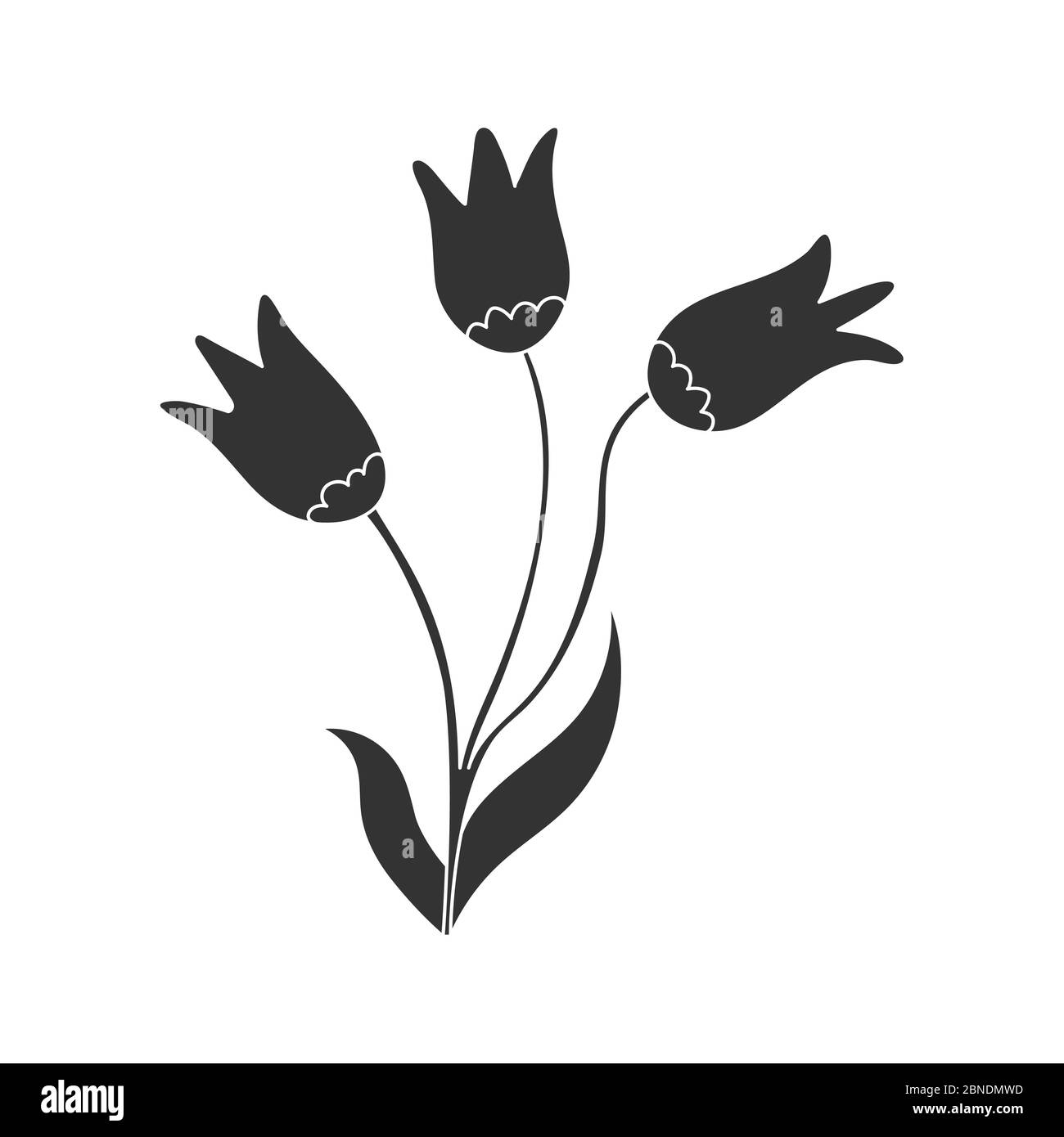 Vektorgrafik einer Blume. Stock Illustration isoliert auf einem weißen Hintergrund gefüllt Silhouette für thematische Zeichnungen und Scrapbooking Stock Vektor