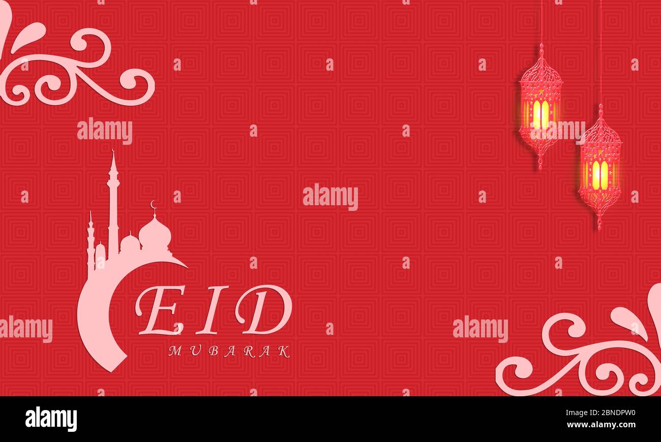 Rote Farbe Eid Mubarak Design.FreepikAbstrakt schöne eid mubarak religiösen Hintergrund. Stockfoto