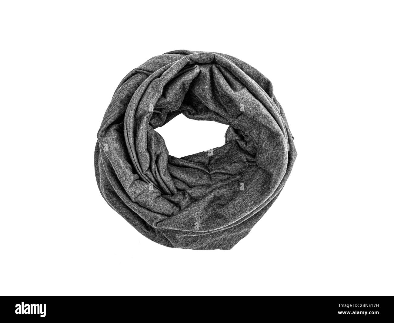 Grauer Schal auf einem weißen isoliert. Stockfoto