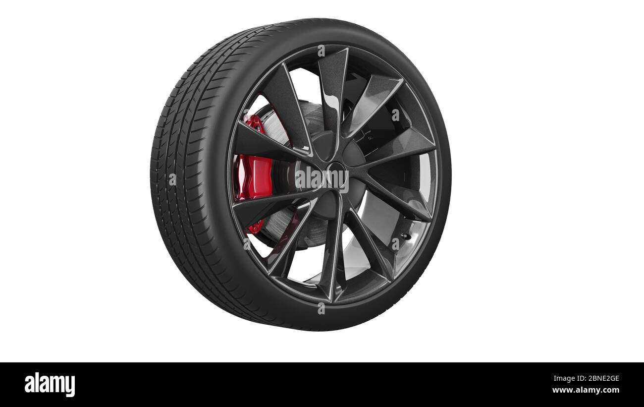 Rad Reifen Scheibe schützen Auto. 3D-Rendering Stockfoto