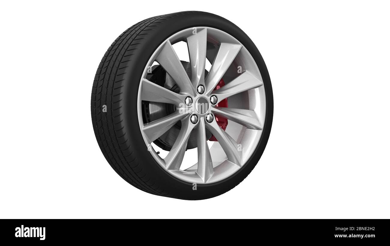 Rad Reifen Scheibe schützen Auto. 3D-Rendering Stockfoto