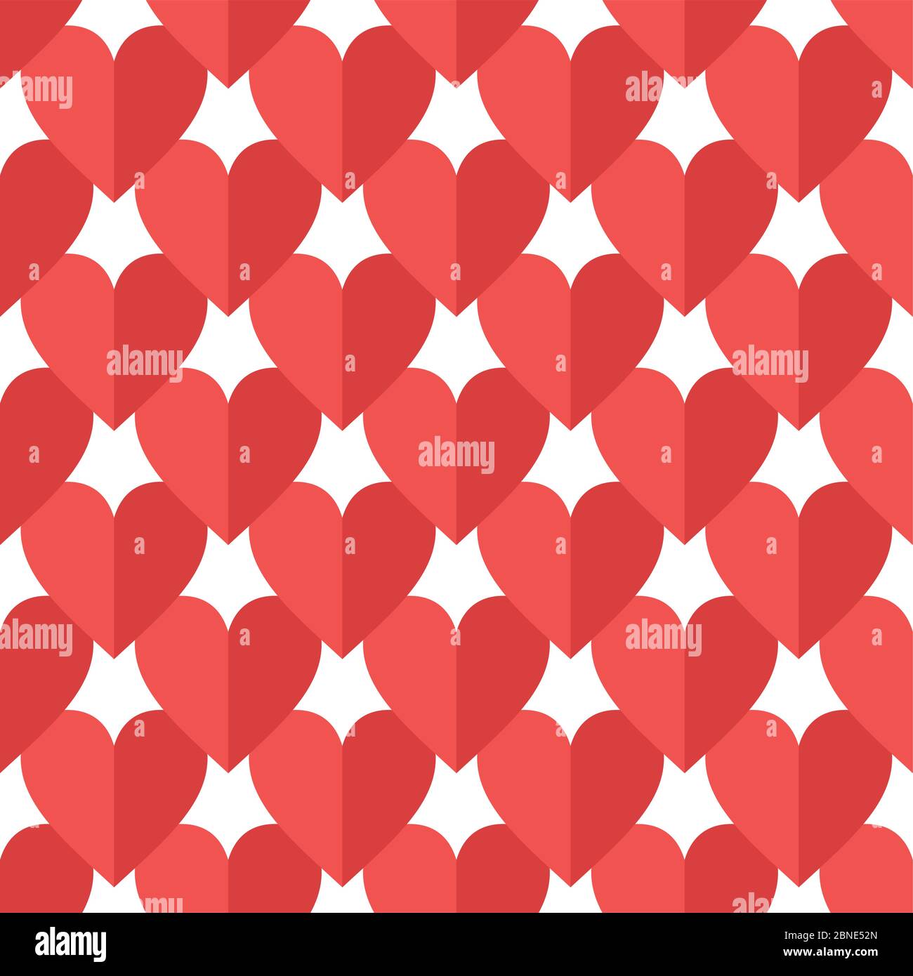 Rote Herzen nahtloses Muster. Abstrakte geometrische Wrapping-Textur. Verpackungsdesign in flacher Ausführung. Geeignet für Geschenkpapier oder Grußkarte zum Valentinstag Stock Vektor
