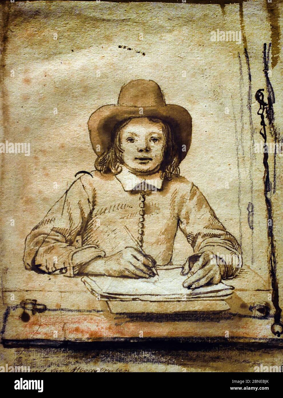 Selbstporträt am Fenster von Samuel van Hoogstraten 1626 - 1678 Niederländisch die Niederlande Stockfoto
