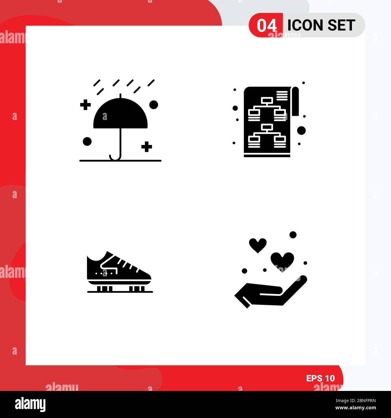 Mobile Schnittstelle Solid Glyph Set von 4 Piktogrammen des Herbstes, Boot, Regenschirm, Strategie, Skate editierbare Vektor Design-Elemente Stock Vektor