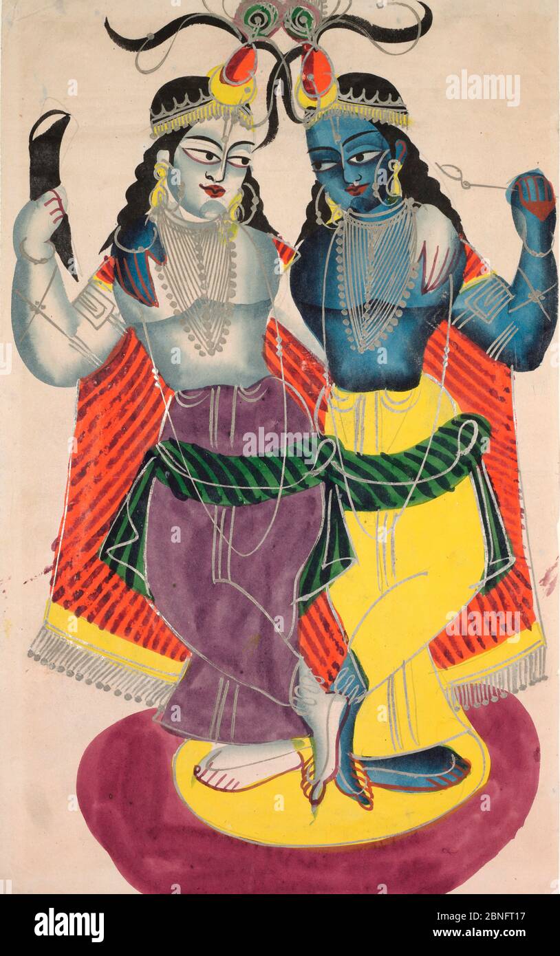 Balarama und Krishna, 1800er Jahre, indische und südostasiatische Kunst Stockfoto
