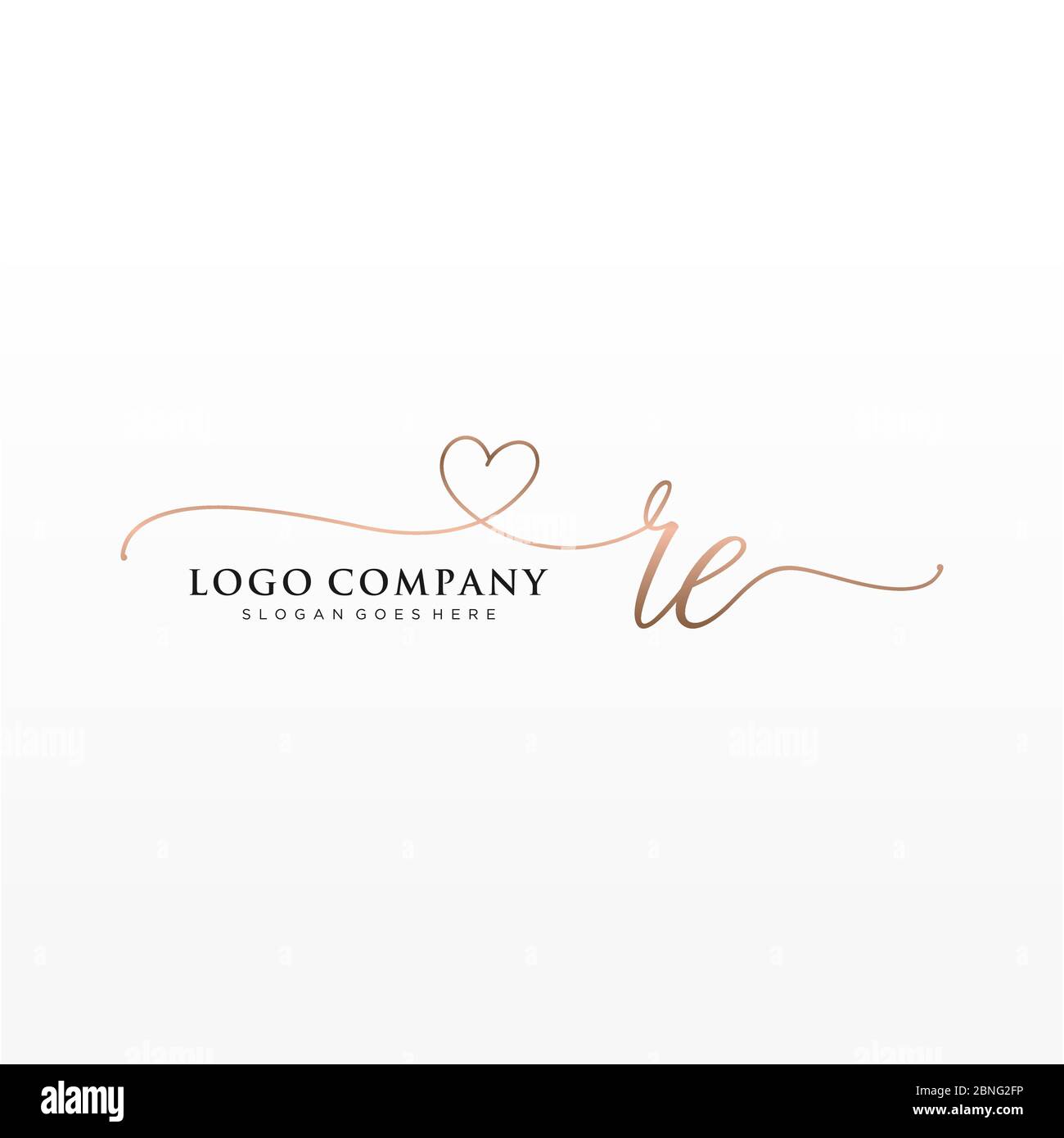 Anfängliches RE Beauty Monogramm und elegantes Logo-Design Stock Vektor
