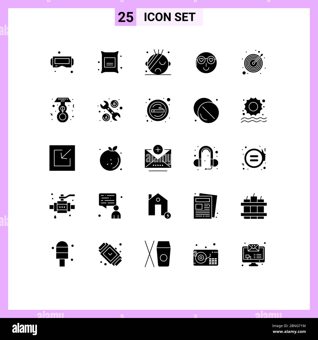 Gruppe von 25 modernen festen Glyphen Set für Strategie, Benutzer, Gesundheitswesen, niedlich, Emoji editierbare Vektor-Design-Elemente Stock Vektor