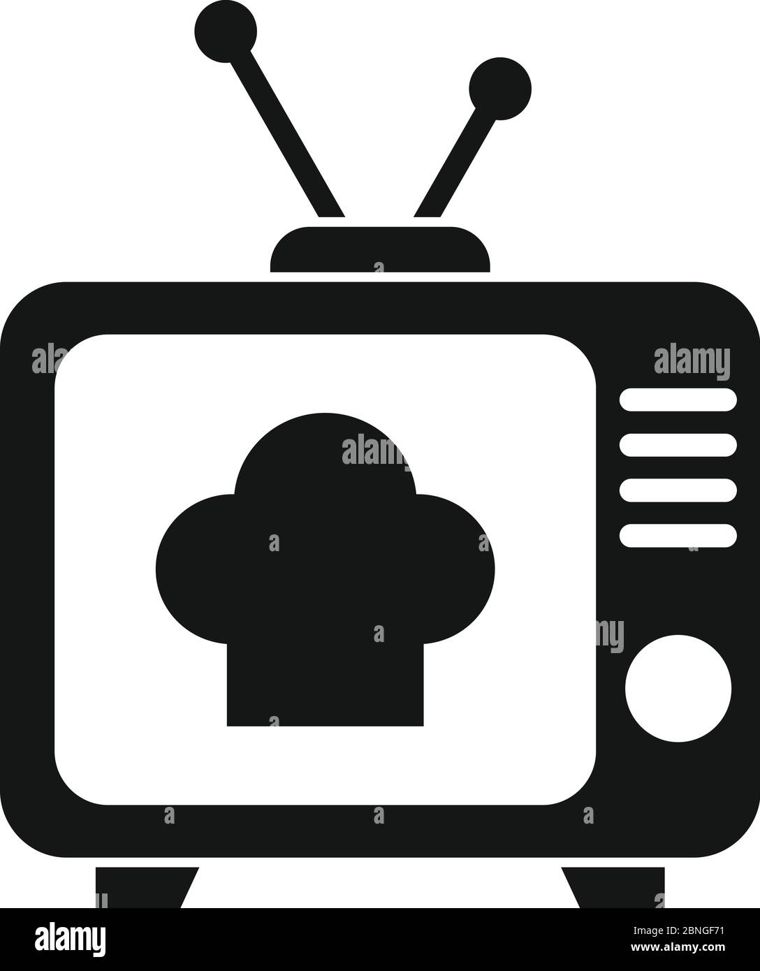 Symbol für die TV-Kochshow. Einfache Illustration von tv-Kochshow Vektor-Symbol für Web-Design isoliert auf weißem Hintergrund Stock Vektor