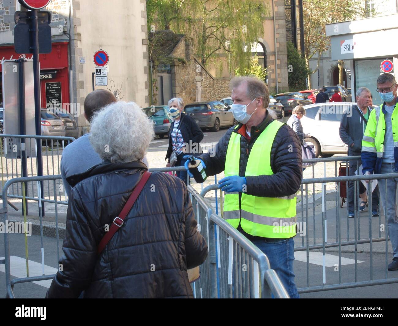 Saint Brieuc Markt in Corona-Virus Periode Stockfoto