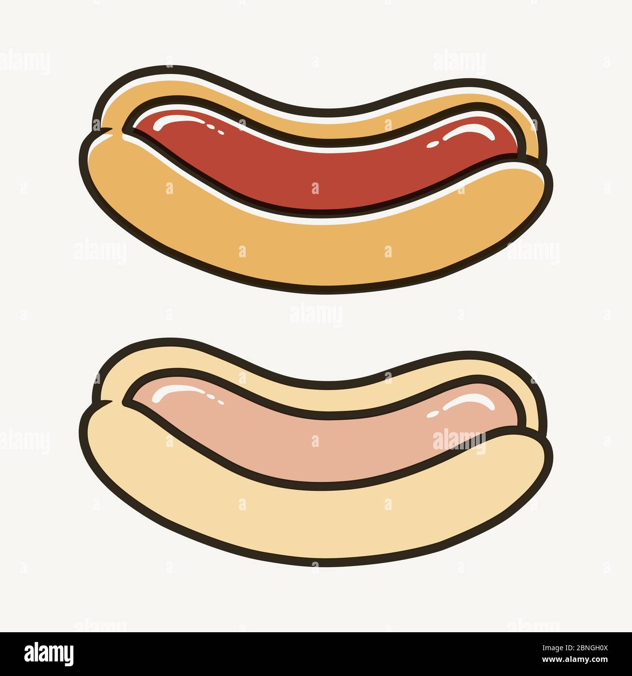Einfache ikonische Hotdog-Vektorgrafiken Stock Vektor
