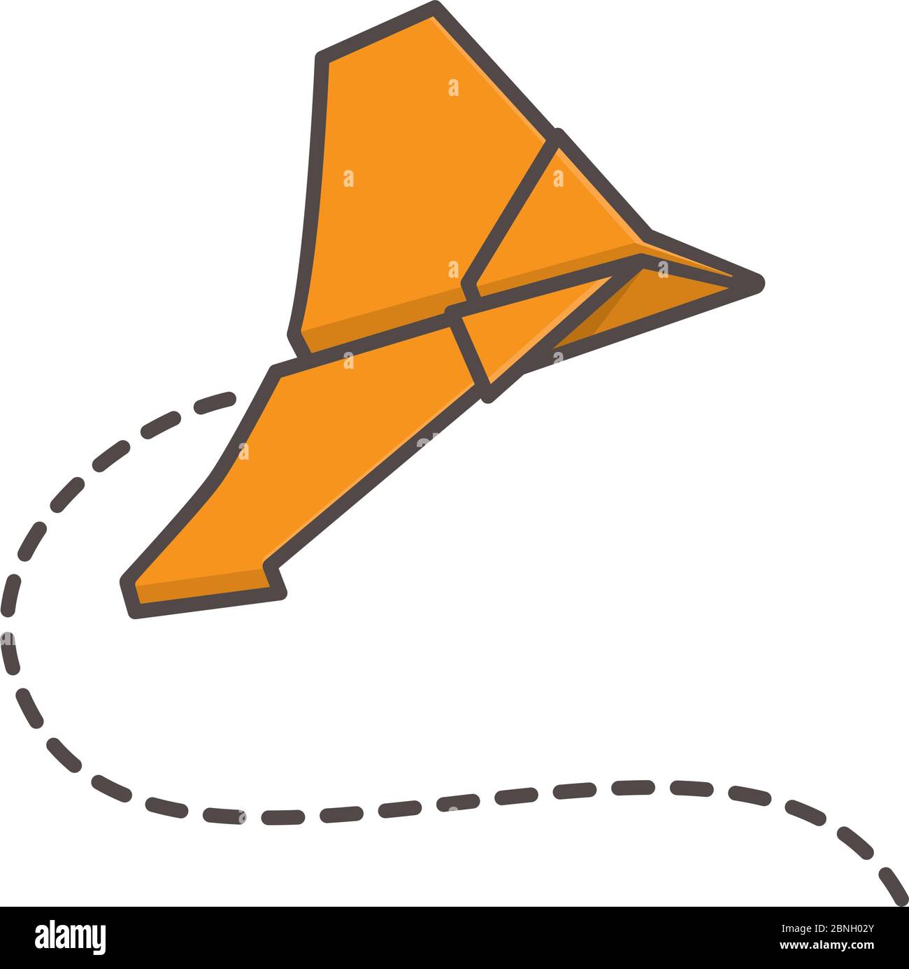Orange Papier Flugzeug isolierte Vektor-Illustration für Papier Flugzeug Tag am 26. Mai. Billig und einfach Spielzeug Symbol Stock Vektor
