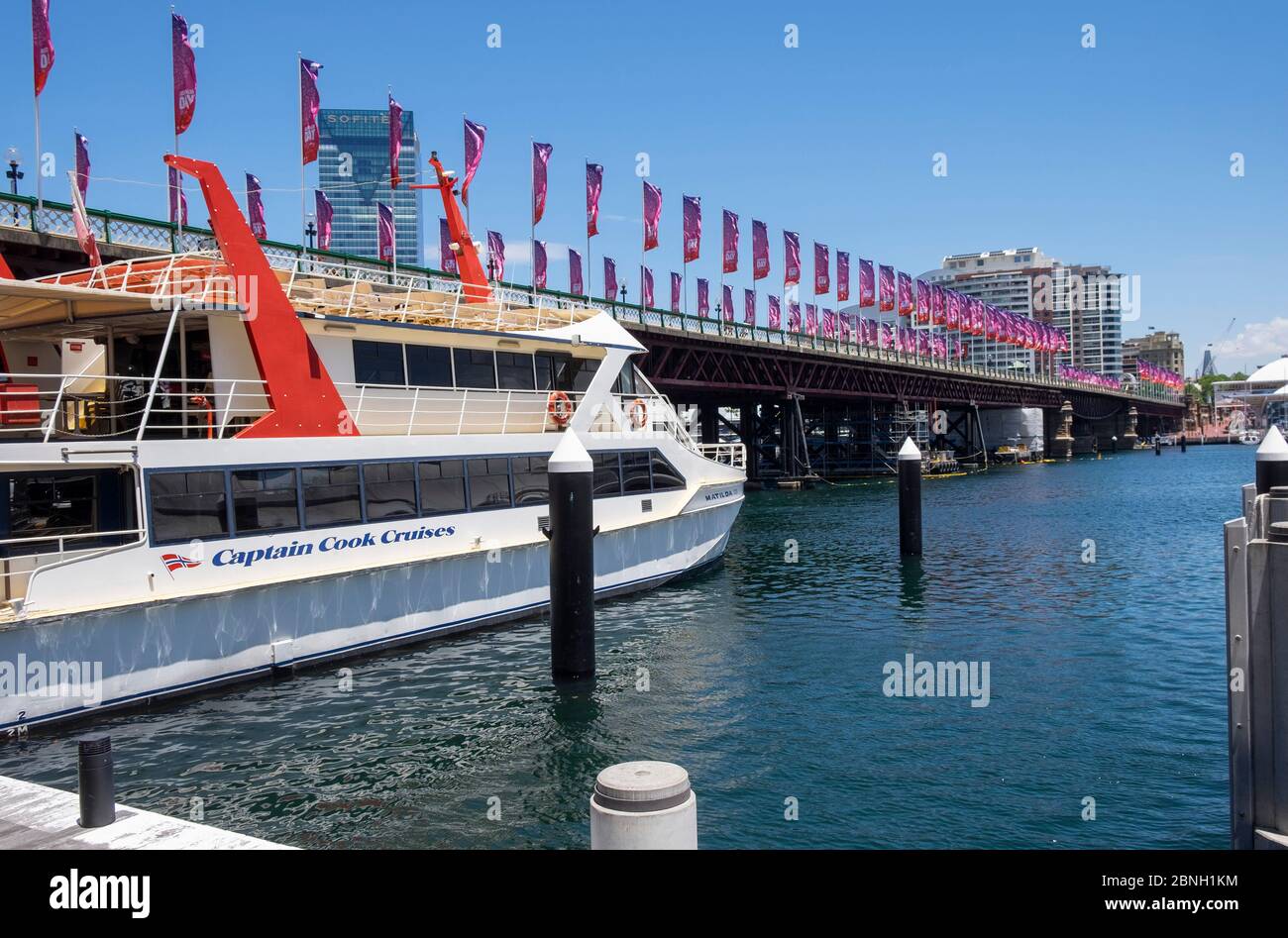 Pyrmont Bridge über Darling Harbour, Sydney, New South Wales, Australien Stockfoto