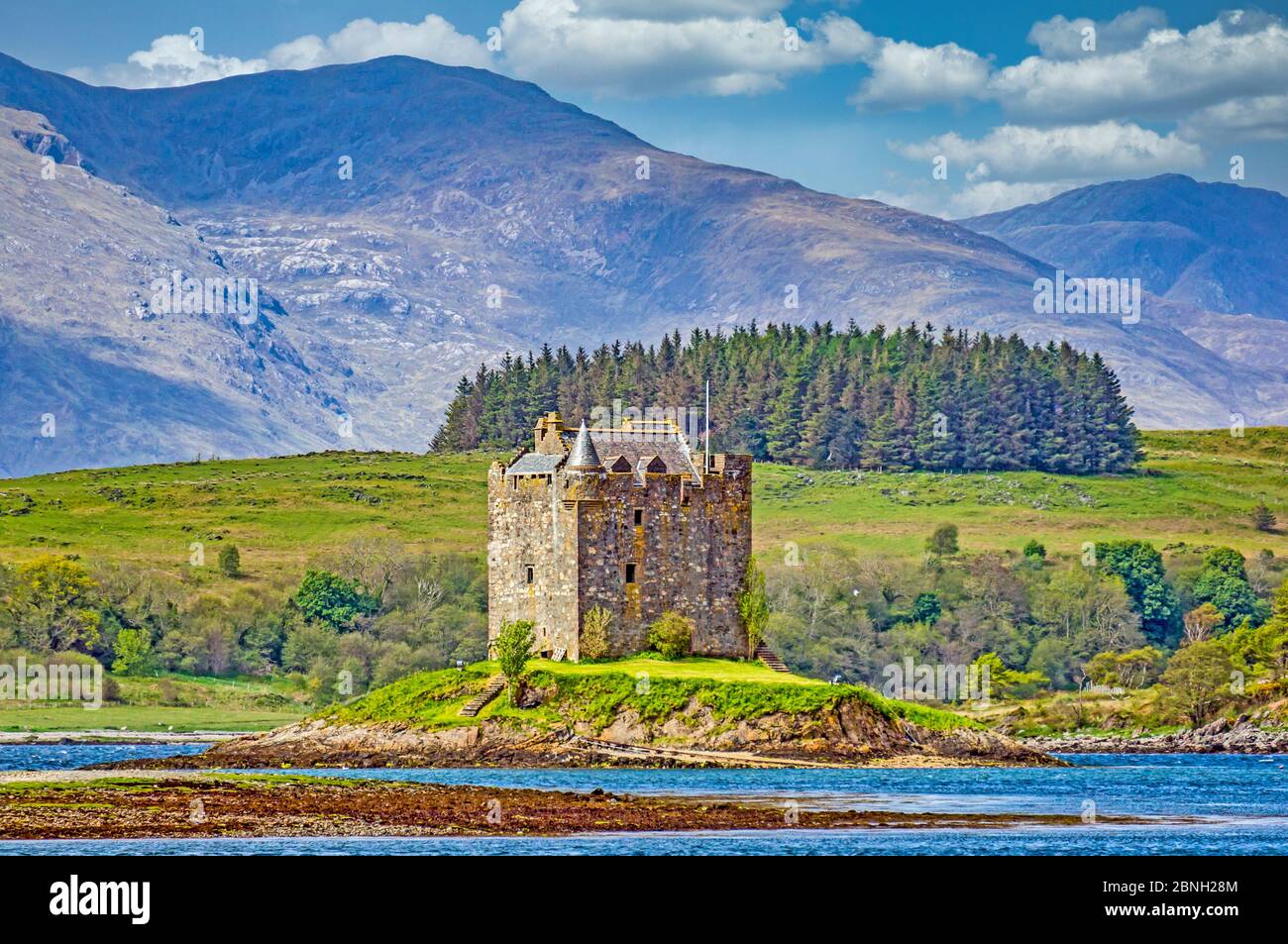 Castle Stalker in der Nähe von Portnacroish in Loch Linnhe Lorn Schottland Stockfoto