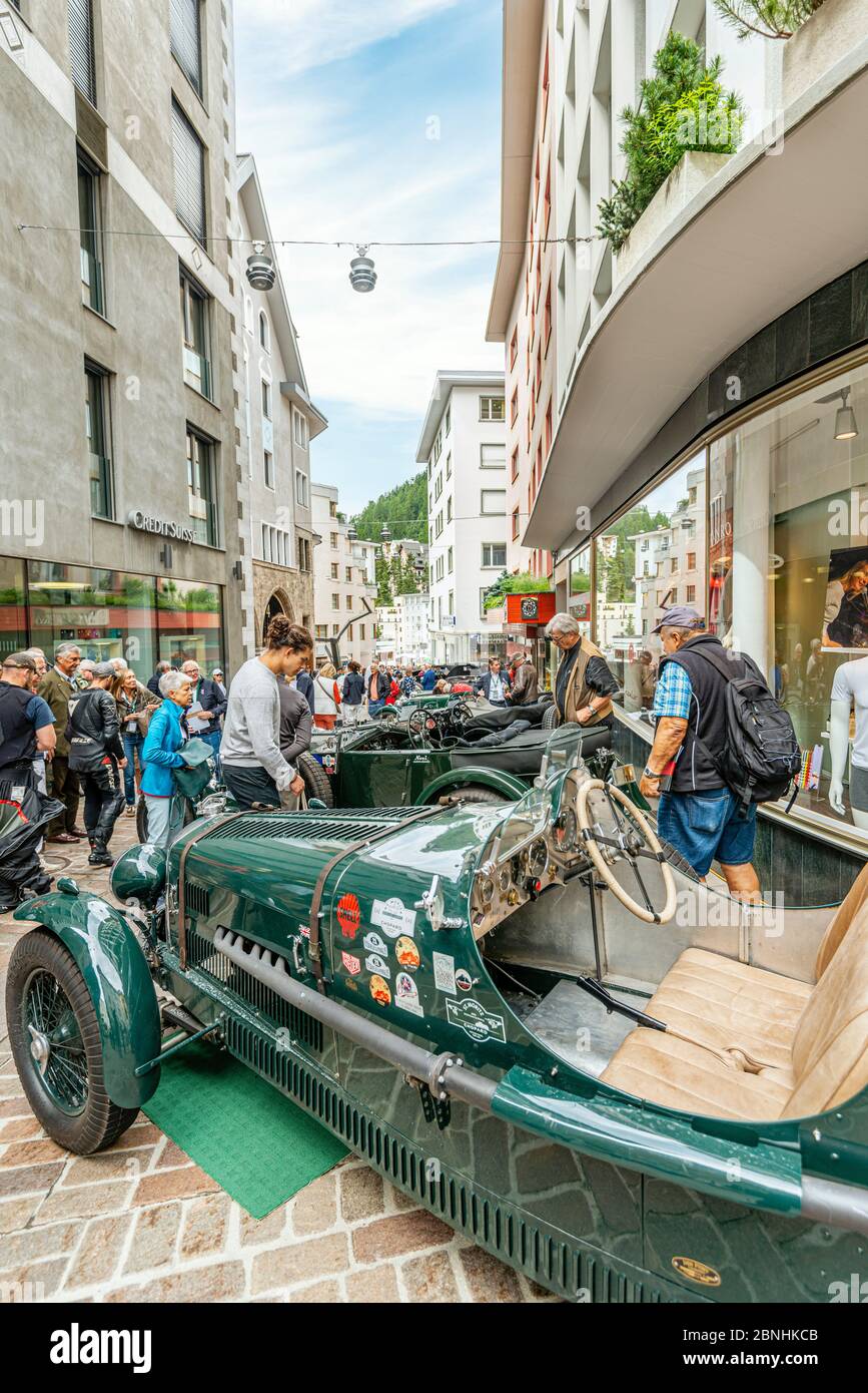 Britische Oldtimer auf dem British Classic Car Meeting 2019 in St.Moritz, Graubünden, Schweiz Stockfoto