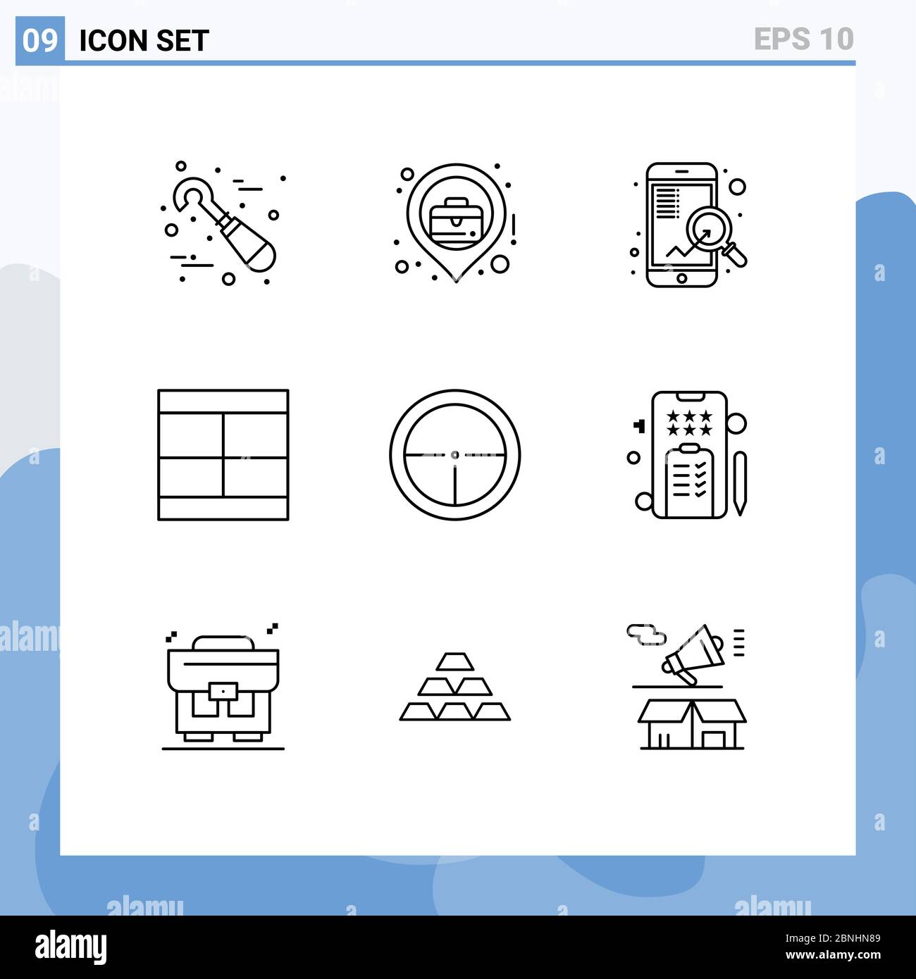 Outline Pack von 9 Universal Symbole der Armee, Illustration, schnell, zeichnen, erstellen editierbare Vektor Design-Elemente Stock Vektor