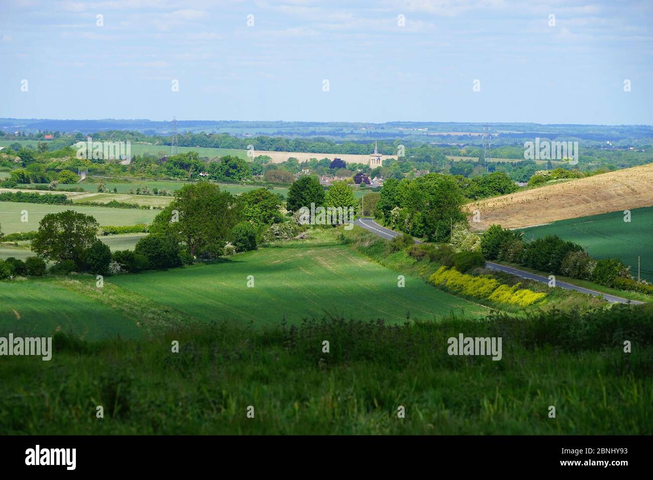 Ein Blick von Clothall auf Baldock Stockfoto