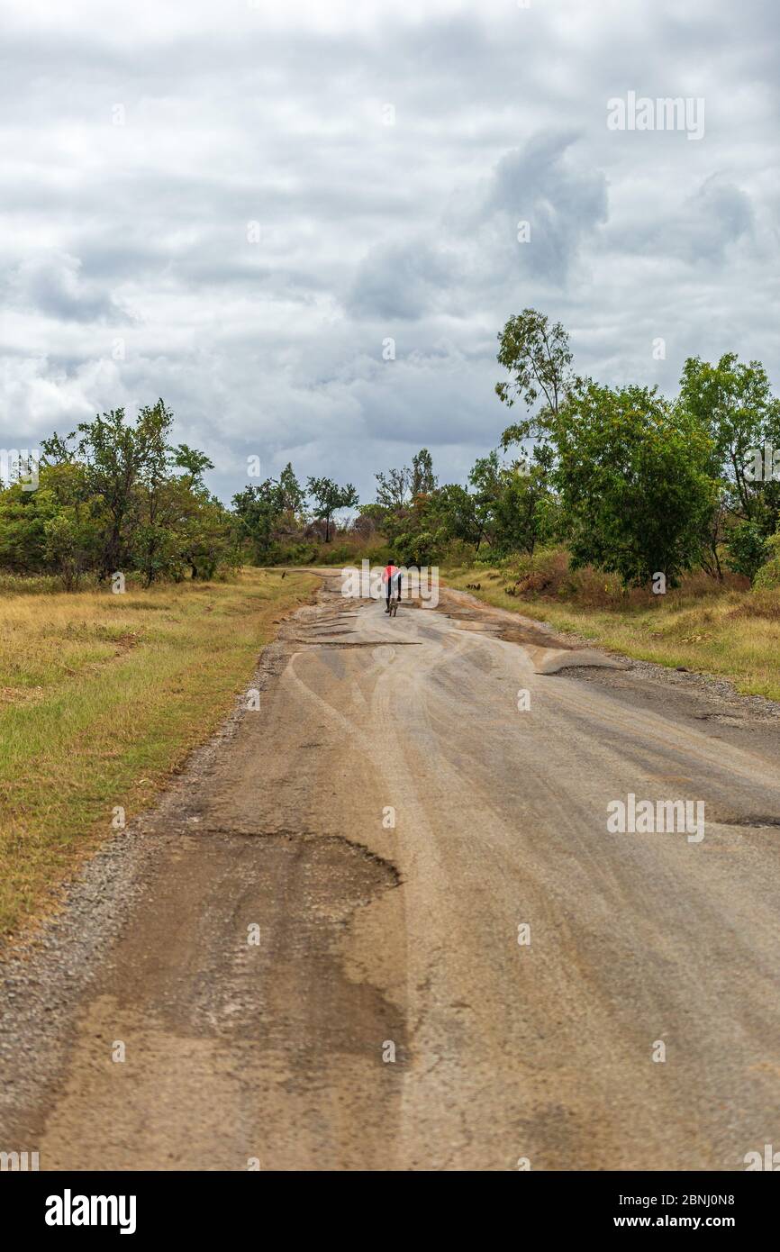 Katastrophaler Straßenzustand im Norden Madagaskars Stockfoto