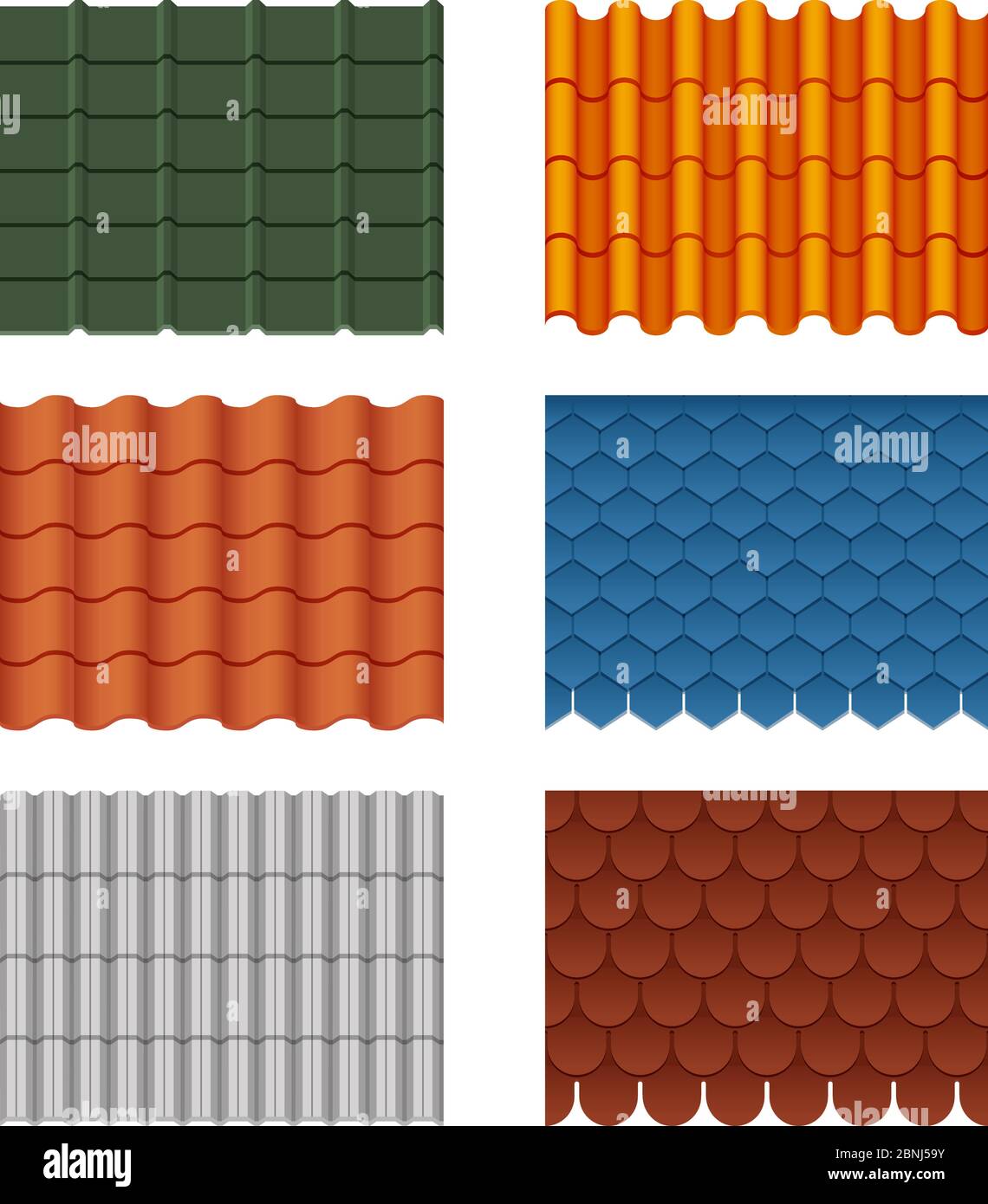 Vektor nahtlose Muster Satz von Dachziegeln. Bilder isolieren sich auf Weiß Stock Vektor