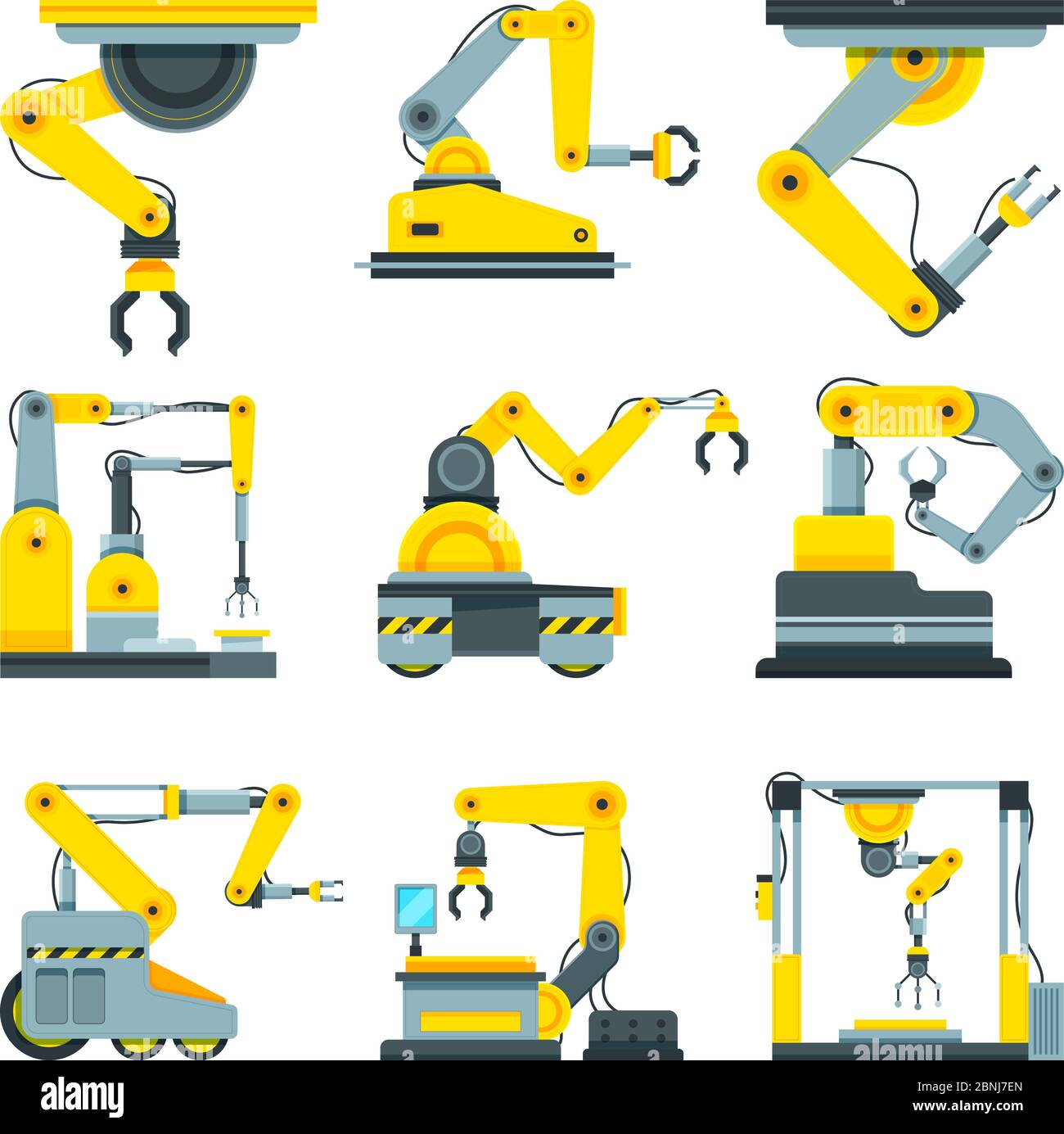 Industrielle mechanische Hände. Vektor-Bilder im Cartoon-Stil Stock Vektor