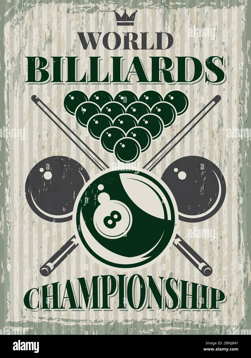 Retro-Sportplakat für Billardclub. Vektor-Design-Vorlage mit Platz für Ihren Text Stock Vektor