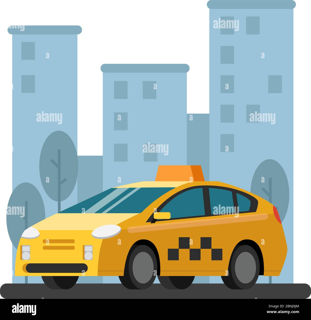 Illustrationen von Taxi-Wagen. Vektorbild im flachen Stil Stock Vektor