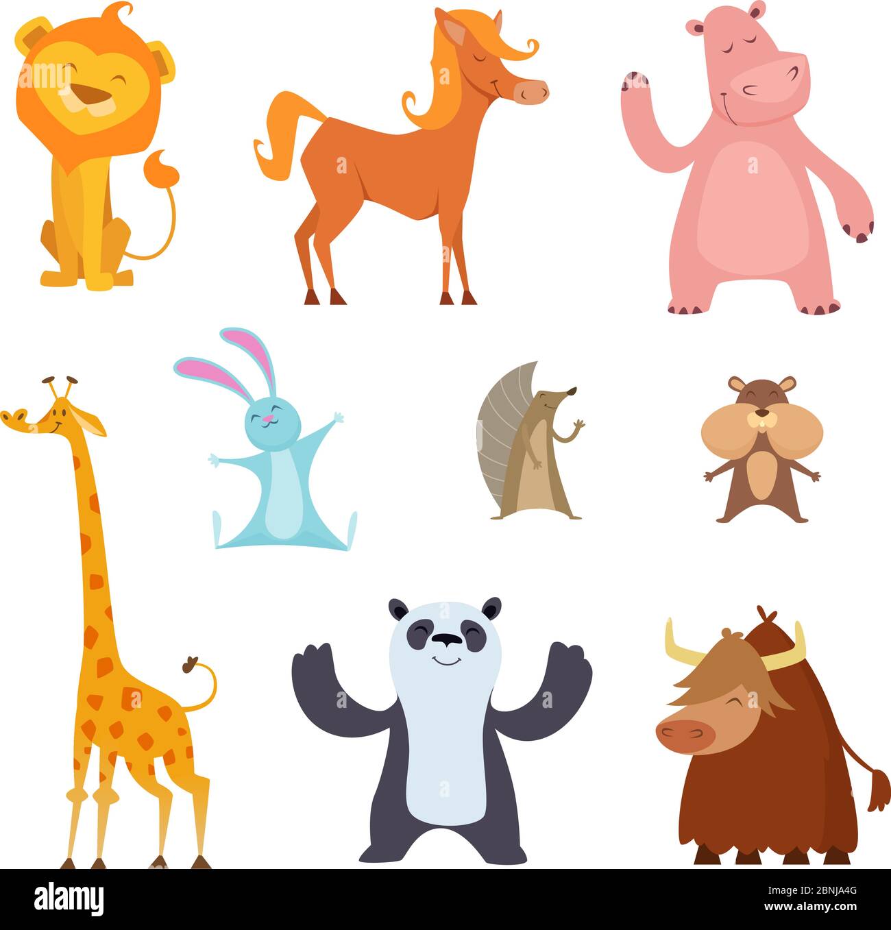 Exotische wilde Tiere im Cartoon-Stil Stock Vektor