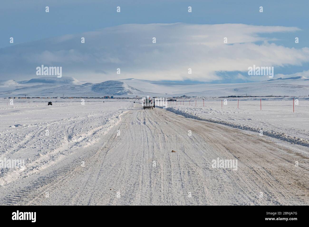 Eisstraße über die Anadyrsky Liman, Anadyr, östlichste Stadt in Russland, Tschukotka autonomen Okrug, Russland, Eurasien Stockfoto