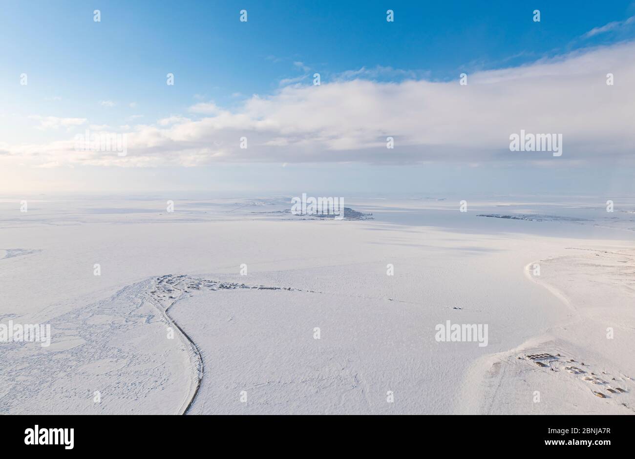 Luftbild von Anadyr, östlichste Stadt in Russland, Tschukotka autonomen Okrug, Russland, Eurasien Stockfoto