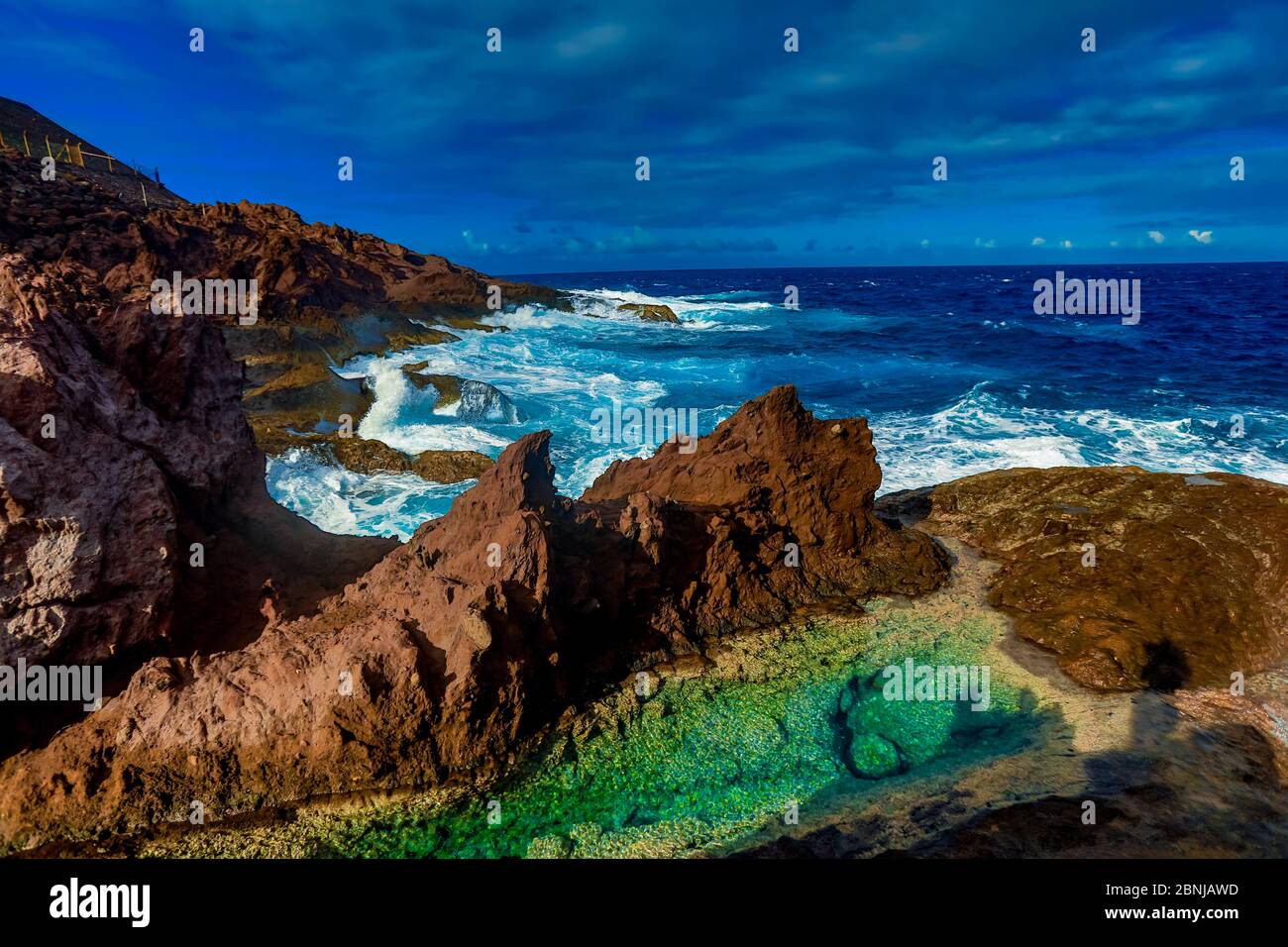 Saba Island Ocean Waves, Niederländische Antillen, Westindien, Karibik, Mittelamerika Stockfoto