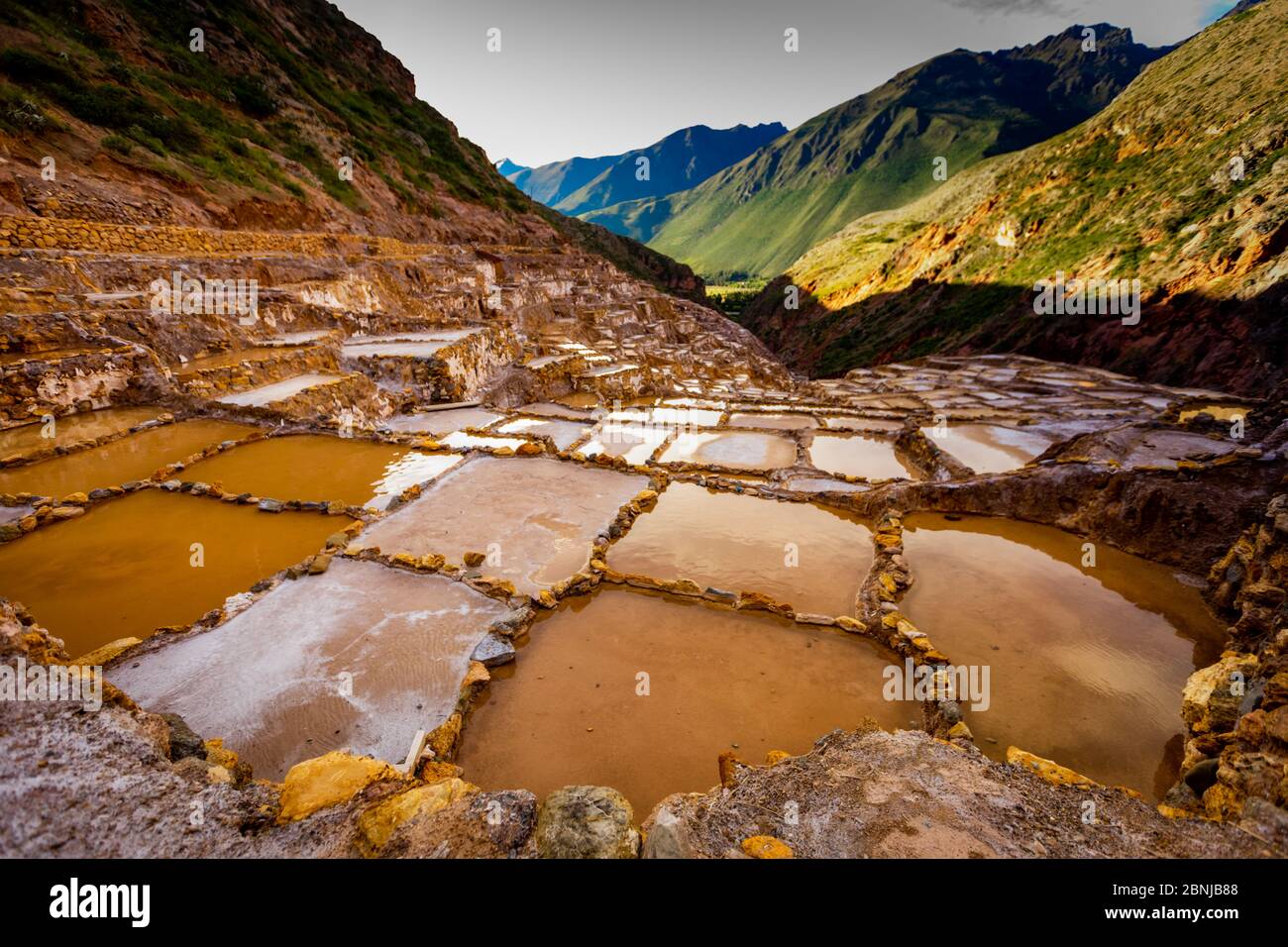 Salzbergwerke, Maras, Sacred Valley, Peru, Südamerika Stockfoto